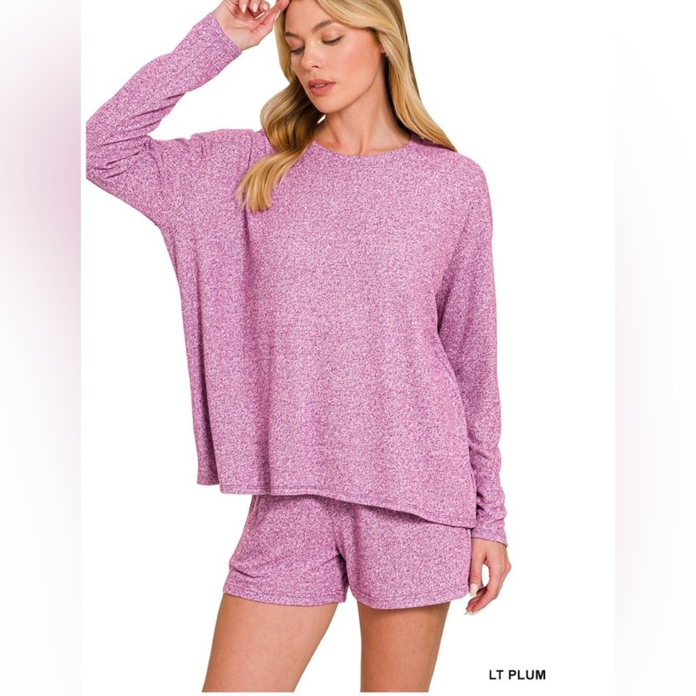Zenana Outfitters Light Plum Lounge Top & Shorts Set